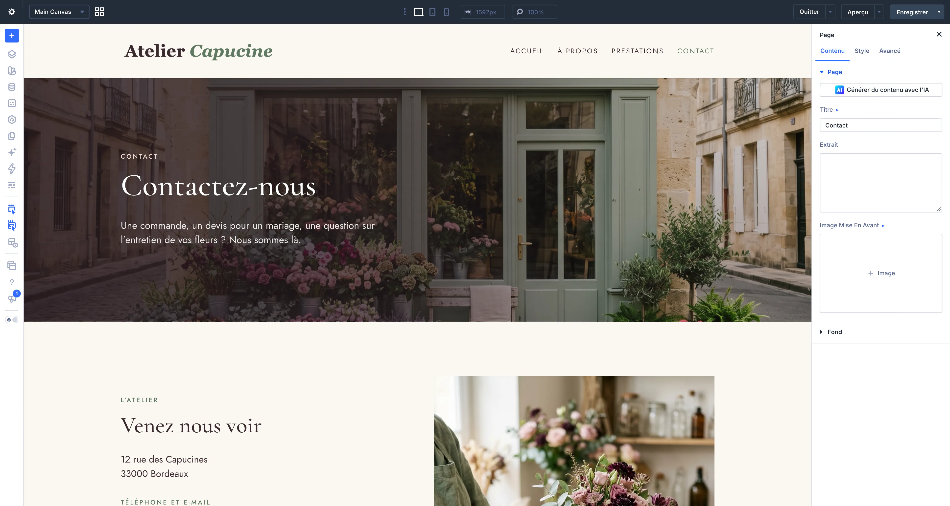 Étape 4 : Votre page est ouverte dans Divi